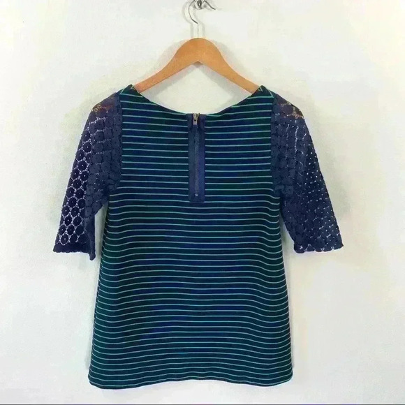 Anthropologie 9-H15 STCL navy and green tunic - Picture 3 of 5